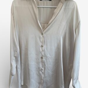Zara Cream Button Down Shirt